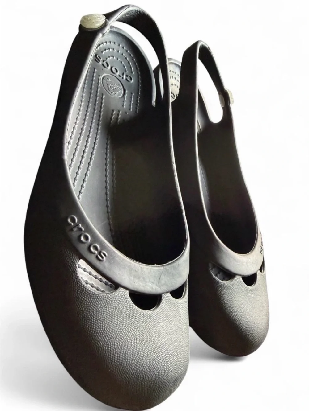 CROCS Women's Black Slingback Flat Slip-On Shoes